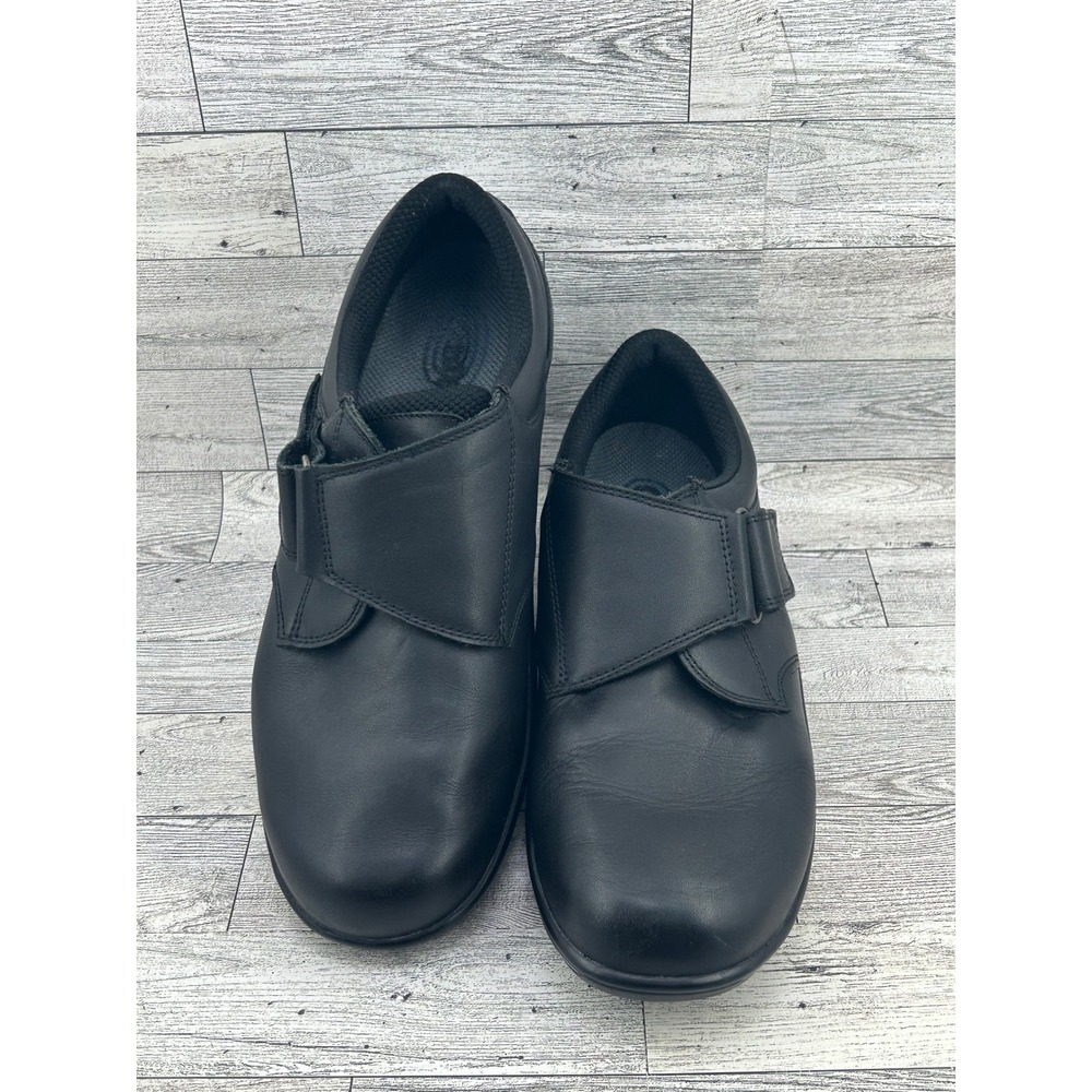 OrthoFeet 810 Womens Black‎ Leather Hook and Loop Comfort Shoes Size 11.5B
